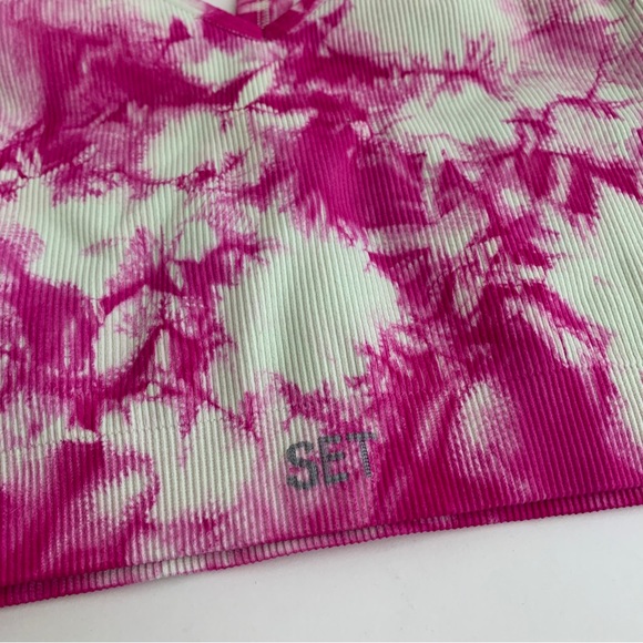 Set Active Hot Pink Tie Dye Ribbed V Bra - Picture 3 of 4